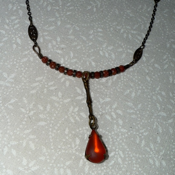 Vintage‎ Redesigned necklace with Hematite and Goldstone - Picture 2 of 2